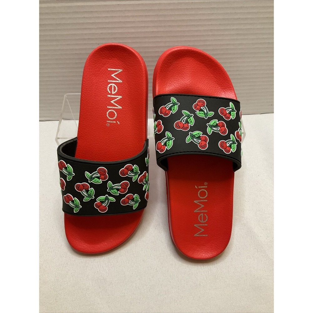 Memoi Red & Black Cherry Lightweight Slides Sz 7-8